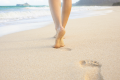 barefoot on sand